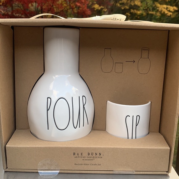 New Rae Dunn white ceramic POUR and SIP Water Carafe Set - Picture 8 of 8